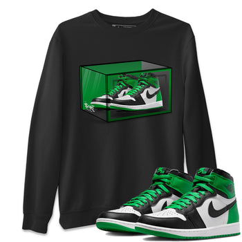 Air Jordan 1 Celtics Sneaker Match Tees Shoe Box Sneaker Tees Air Jordan 1 Lucky Green Celtics Tees Unisex Shirts Black 1