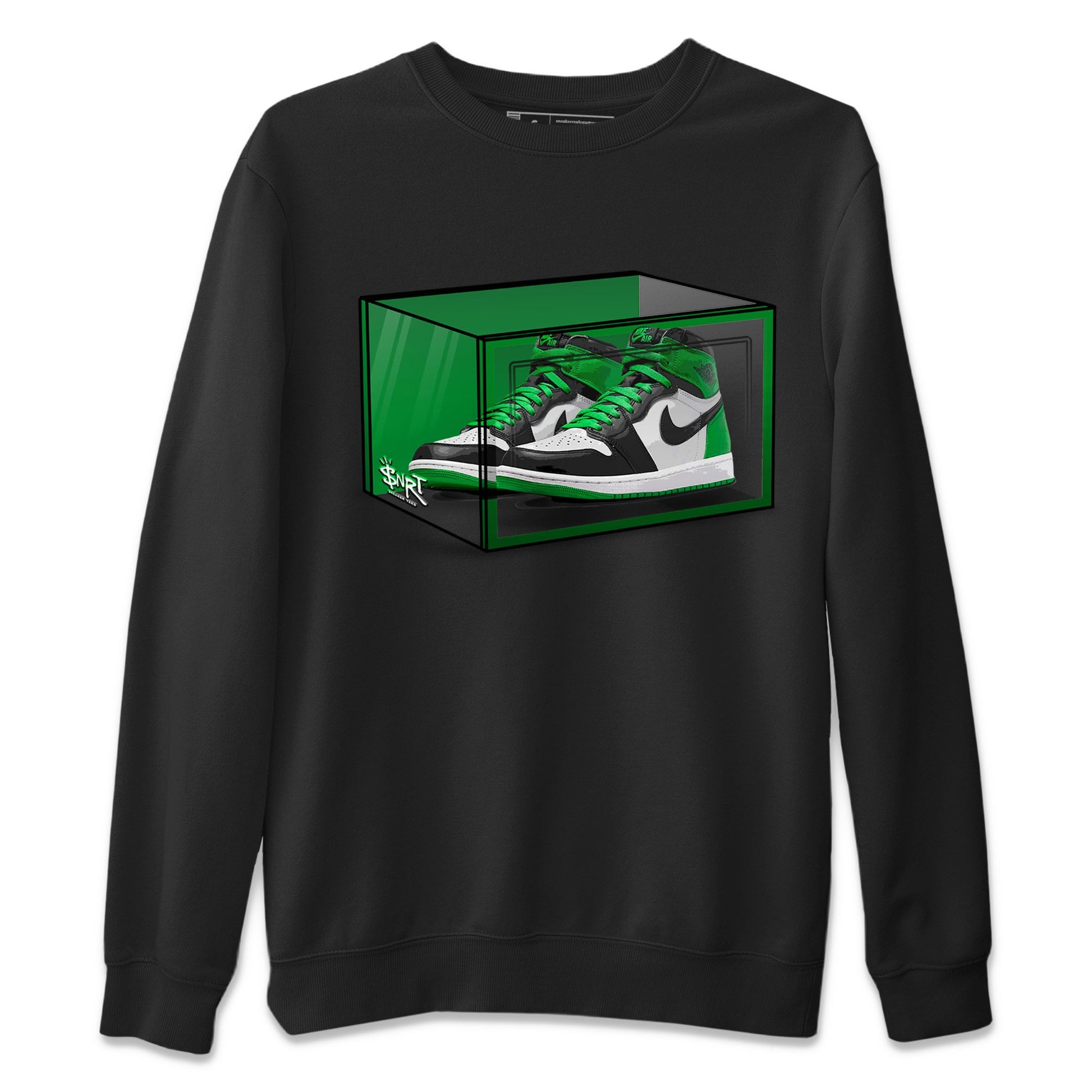 Air Jordan 1 Celtics Sneaker Match Tees Shoe Box Sneaker Tees Air Jordan 1 Lucky Green Celtics Tees Unisex Shirts Black 2