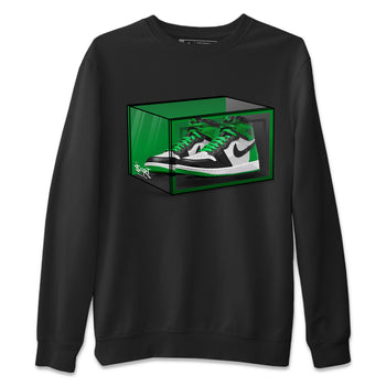 Air Jordan 1 Celtics Sneaker Match Tees Shoe Box Sneaker Tees Air Jordan 1 Lucky Green Celtics Tees Unisex Shirts Black 2