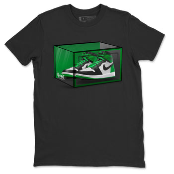 Air Jordan 1 Celtics Sneaker Match Tees Shoe Box Sneaker Tees Air Jordan 1 Lucky Green Celtics Tees Unisex Shirts Black 2