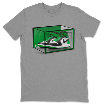 Air Jordan 1 Celtics Sneaker Match Tees Shoe Box Sneaker Tees Air Jordan 1 Lucky Green Celtics Tees Unisex Shirts Heather Grey 2
