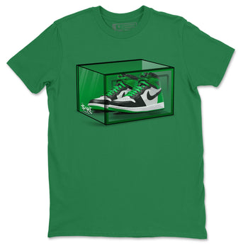 Air Jordan 1 Celtics Sneaker Match Tees Shoe Box Sneaker Tees Air Jordan 1 Lucky Green Celtics Tees Unisex Shirts Kelly Green 2