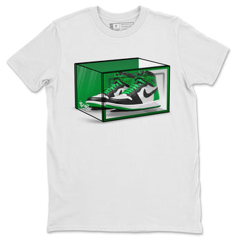 Air Jordan 1 Celtics Sneaker Match Tees Shoe Box Sneaker Tees Air Jordan 1 Lucky Green Celtics Tees Unisex Shirts White 2