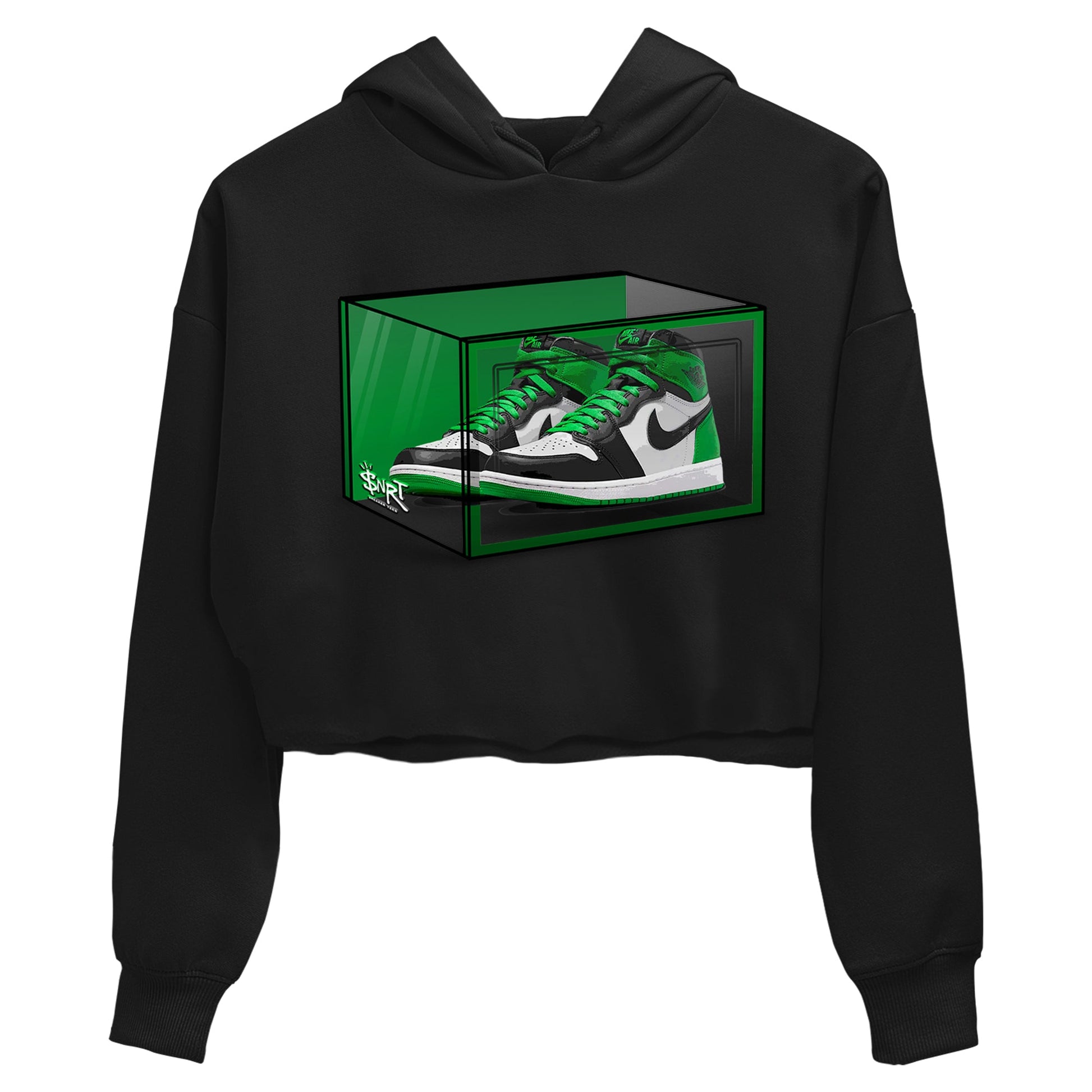 Air Jordan 1 Celtics Sneaker Match Tees Shoe Box Sneaker Tees Air Jordan 1 Lucky Green Celtics Tees Women's Shirts Black 2