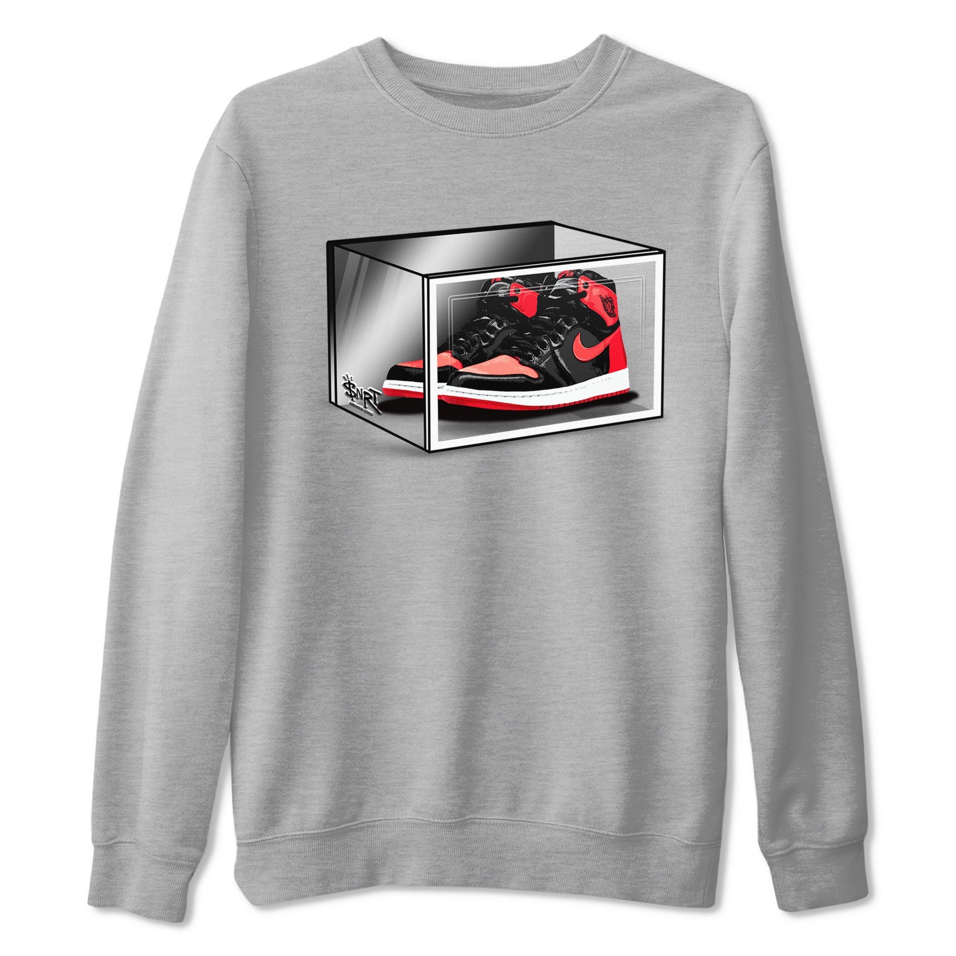 Air Jordan 1 Retro High OG Satin Bred shirt to match jordans Shoe Box sneaker release tees Air Jordan 1 Satin Bred SNRT Sneaker Tees Unisex Streetwear Clothing Heather Grey 2 T-Shirt