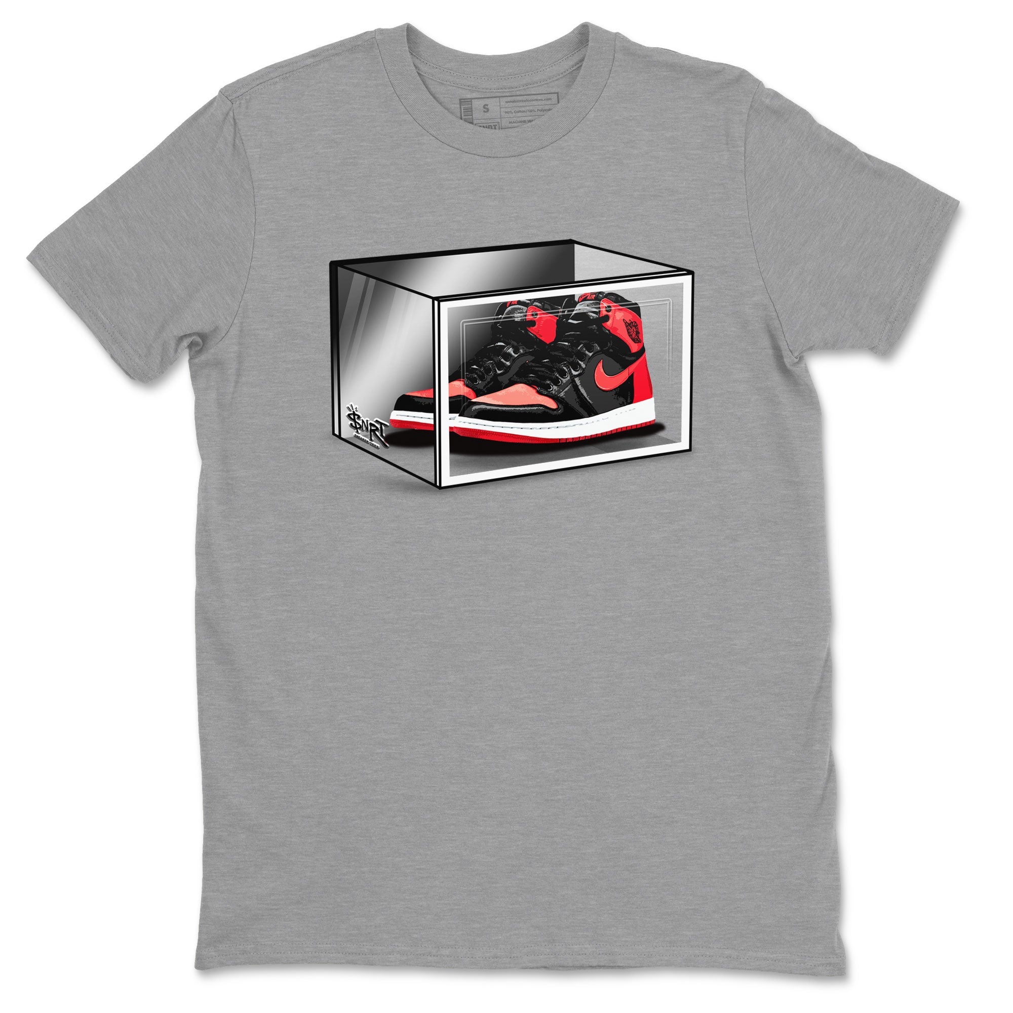 Air Jordan 1 Retro High OG Satin Bred shirt to match jordans Shoe Box sneaker release tees Air Jordan 1 Satin Bred SNRT Sneaker Tees Unisex Streetwear Clothing Heather Grey 2 T-Shirt