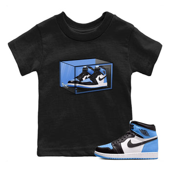 Air Jordan 1 Retro High OG UNC Toe shirt to match jordans Shoe Box sneaker tees UNC Toe 1s SNRT Sneaker Release Tees Baby Toddler Black 1 T-Shirt