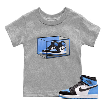 Air Jordan 1 Retro High OG UNC Toe shirt to match jordans Shoe Box sneaker tees UNC Toe 1s SNRT Sneaker Release Tees Baby Toddler Heather Grey 1 T-Shirt