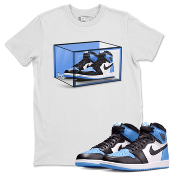 Air Jordan 1 Retro High OG UNC Toe shirt to match jordans Shoe Box sneaker tees UNC Toe 1s SNRT Sneaker Release Tees Unisex White 1 T-Shirt