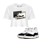 11s Gratitude shirt to match jordans Shoe Box sneaker tees Air Jordan 11 Gratitude SNRT Sneaker Tees Sneaker Matching Shirt White 1 Crop T-Shirt