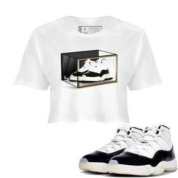 11s Gratitude shirt to match jordans Shoe Box sneaker tees Air Jordan 11 Gratitude SNRT Sneaker Tees Sneaker Matching Shirt White 1 Crop T-Shirt
