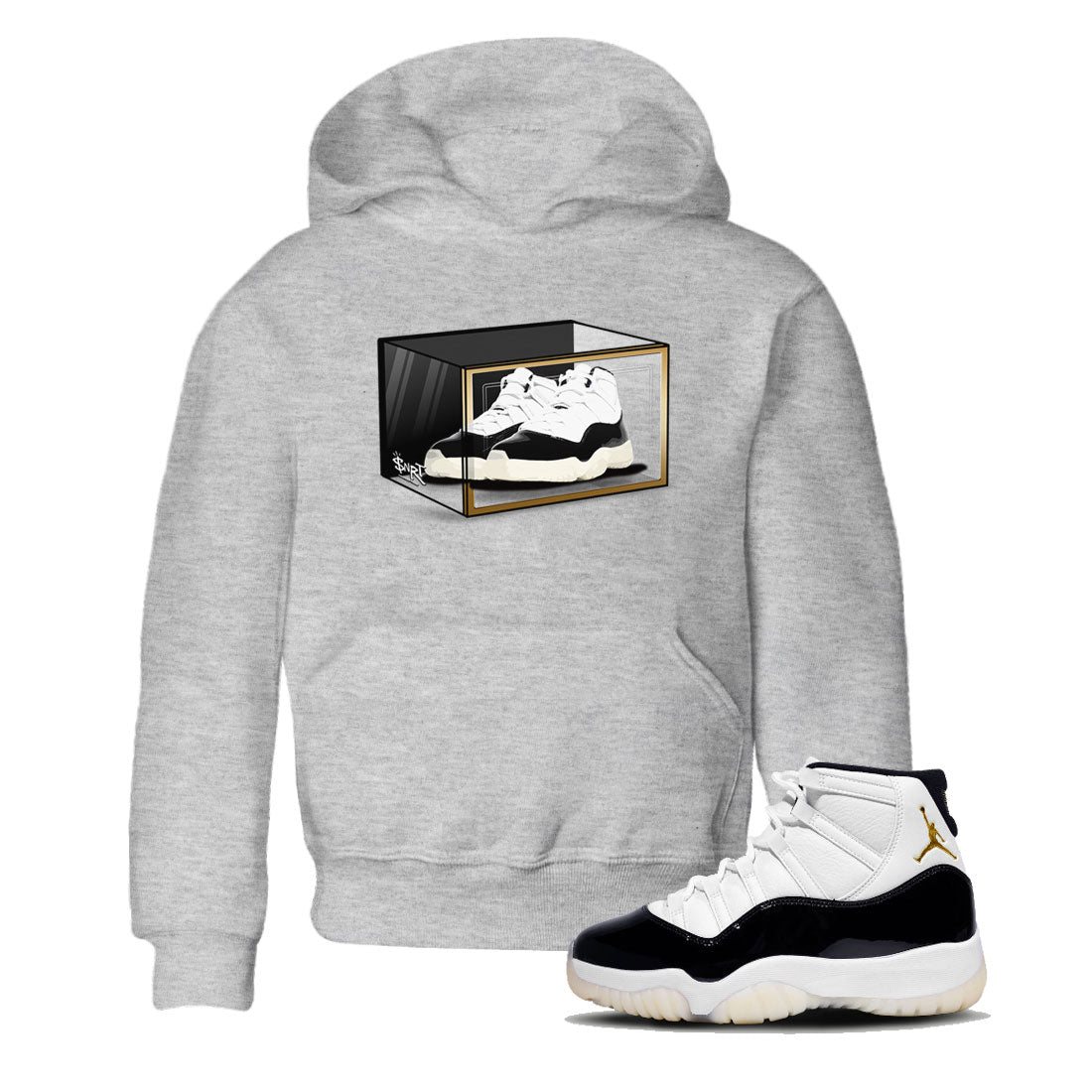 11s Gratitude shirt to match jordans Shoe Box sneaker tees Air Jordan 11 Gratitude SNRT Sneaker Tees Sneaker Matching Shirt Baby Toddler Heather Grey 1 T-Shirt