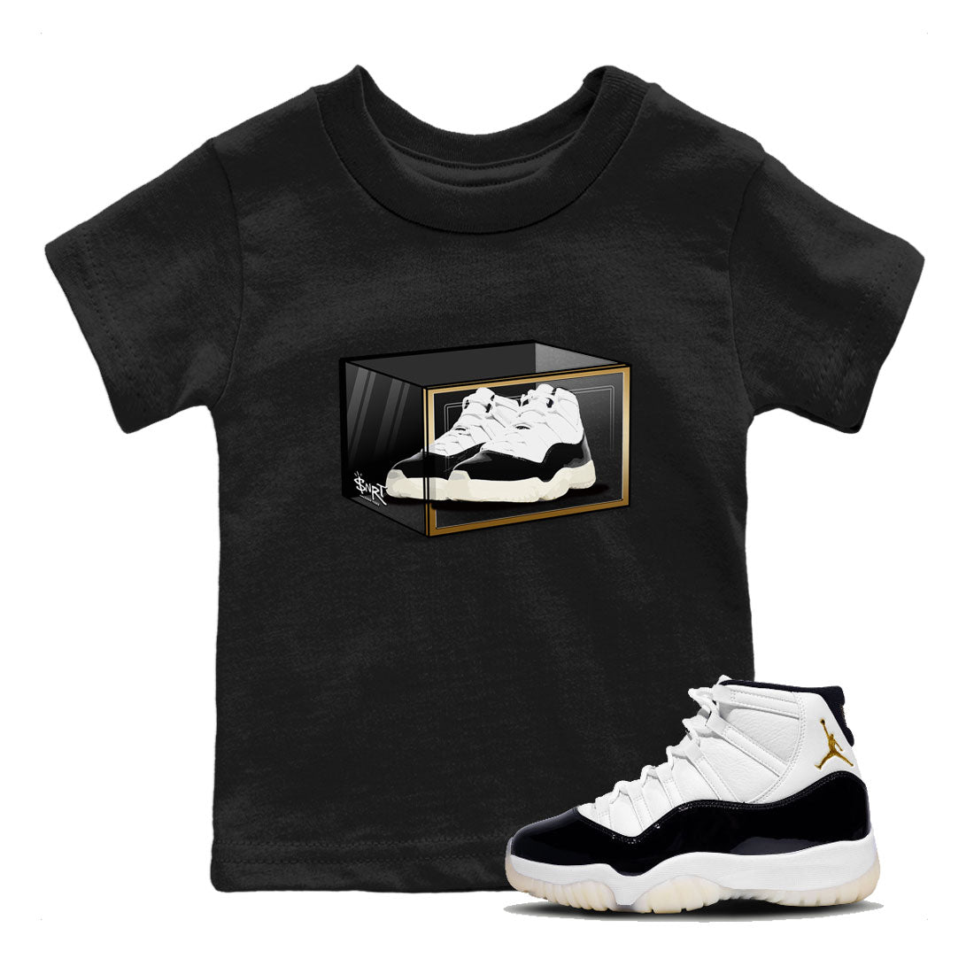 11s Gratitude shirt to match jordans Shoe Box sneaker tees Air Jordan 11 Gratitude SNRT Sneaker Tees Sneaker Matching Shirt Baby Toddler Black 1 T-Shirt