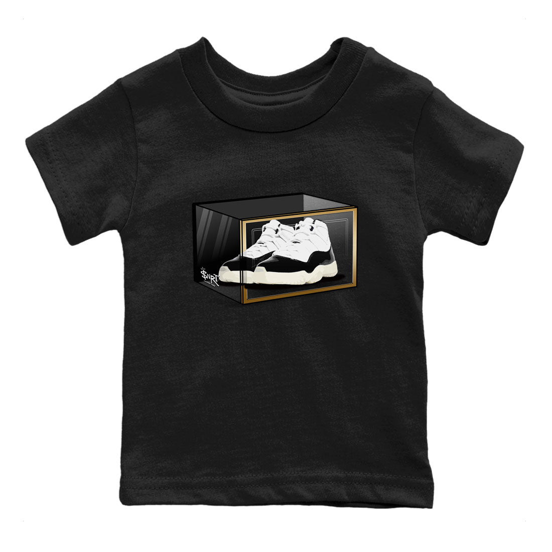 11s Gratitude shirt to match jordans Shoe Box sneaker tees Air Jordan 11 Gratitude SNRT Sneaker Tees Sneaker Matching Shirt Baby Toddler Black 2 T-Shirt