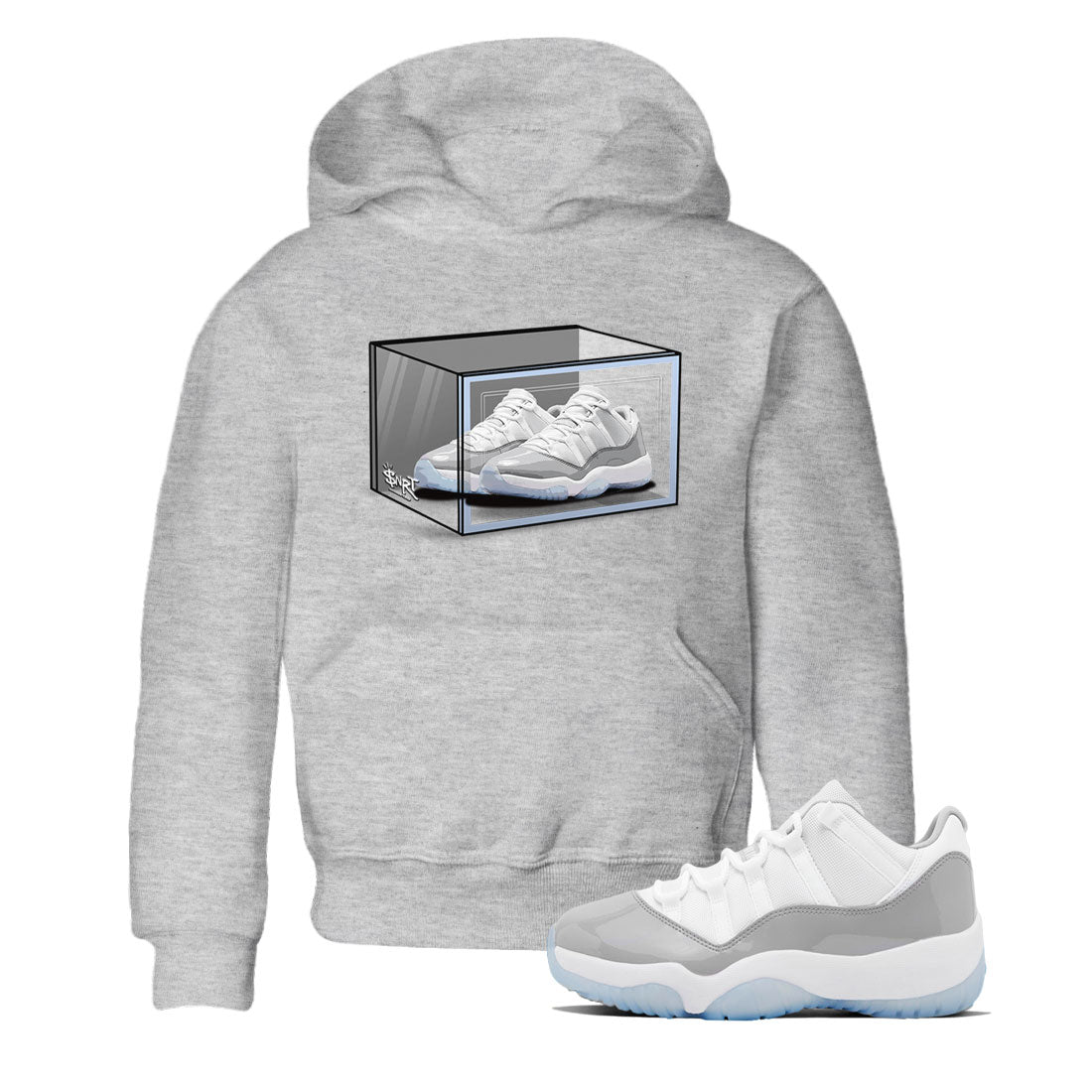 Air Jordan 11 Retro White Cement shirt to match jordans Shoe Box sneaker tees Air Jordan 11 White Cement SNRT Sneaker Release Tees Baby Toddler Heather Grey 1 T-Shirt