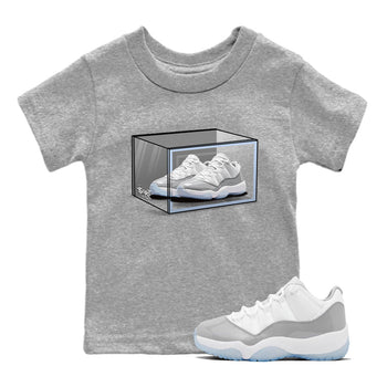 Air Jordan 11 Retro White Cement shirt to match jordans Shoe Box sneaker tees Air Jordan 11 White Cement SNRT Sneaker Release Tees Baby Toddler Heather Grey 1 T-Shirt