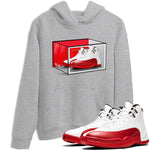 Air Jordan 12 Cherry shirt to match jordans Shoe Box sneaker tees Air Jordan 12 Retro Cherry SNRT Sneaker Release Tees Unisex Heather Grey 1 T-Shirt