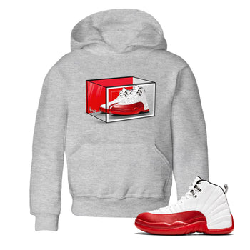 Air Jordan 12 Cherry shirt to match jordans Shoe Box sneaker tees Air Jordan 12 Retro Cherry SNRT Sneaker Release Tees Baby Toddler Heather Grey 1 T-Shirt