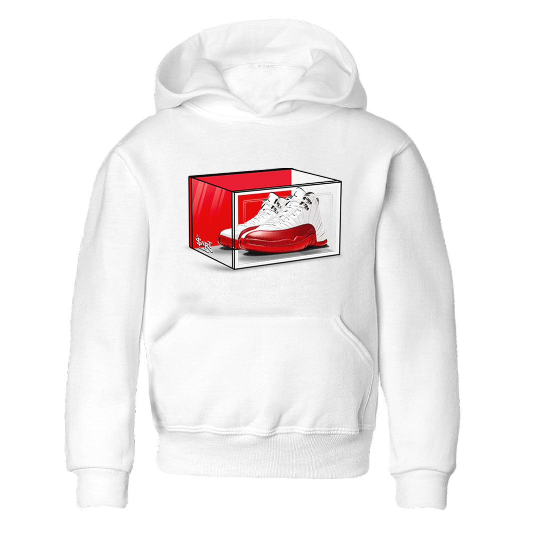 Air Jordan 12 Cherry shirt to match jordans Shoe Box sneaker tees Air Jordan 12 Retro Cherry SNRT Sneaker Release Tees Baby Toddler White 2 T-Shirt