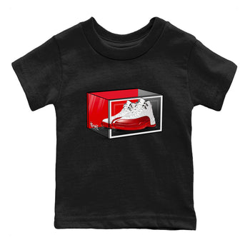 Air Jordan 12 Cherry shirt to match jordans Shoe Box sneaker tees Air Jordan 12 Retro Cherry SNRT Sneaker Release Tees Baby Toddler Black 2 T-Shirt
