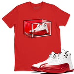 Air Jordan 12 Cherry shirt to match jordans Shoe Box sneaker tees Air Jordan 12 Retro Cherry SNRT Sneaker Release Tees Unisex Red 1 T-Shirt