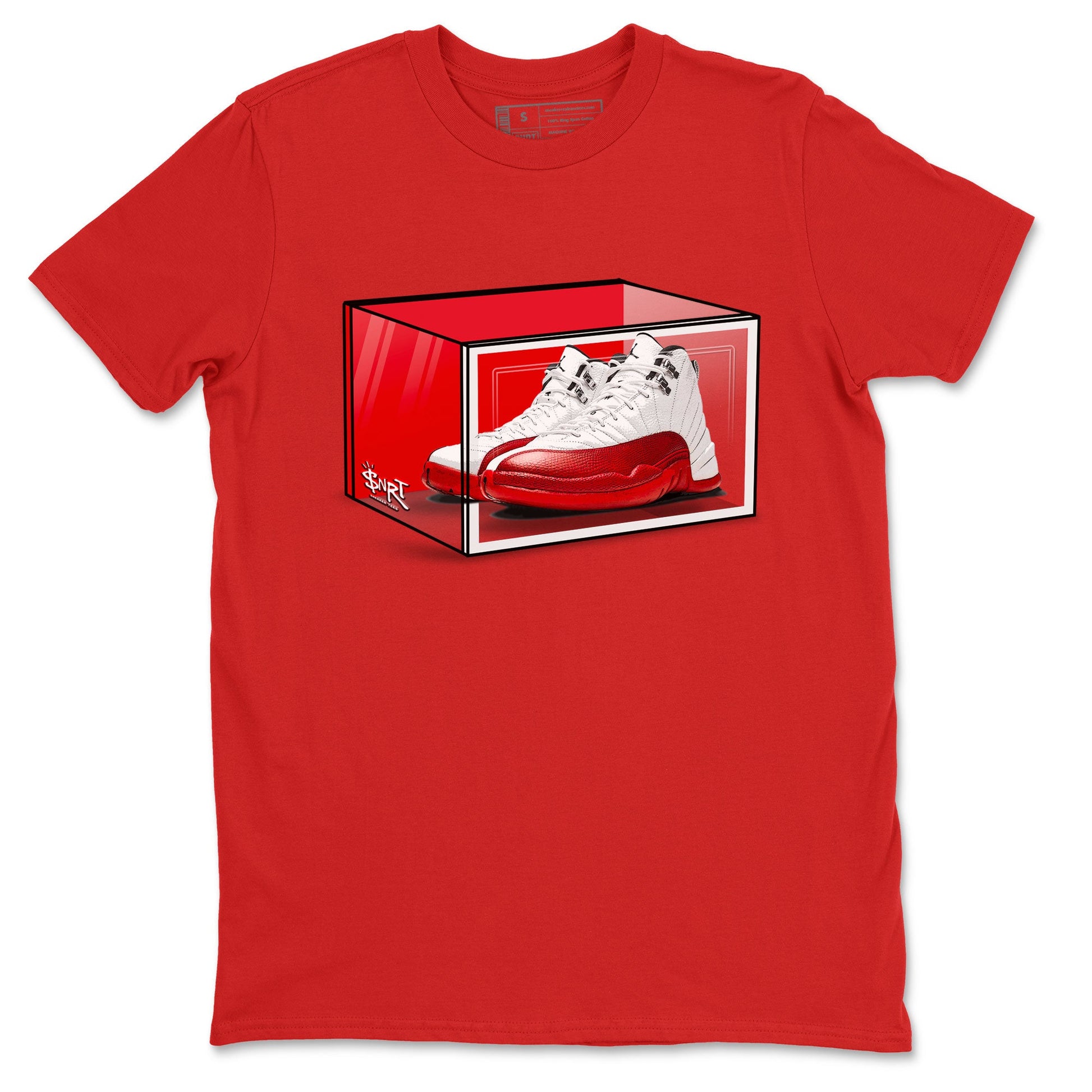 Air Jordan 12 Cherry shirt to match jordans Shoe Box sneaker tees Air Jordan 12 Retro Cherry SNRT Sneaker Release Tees Unisex Red 2 T-Shirt