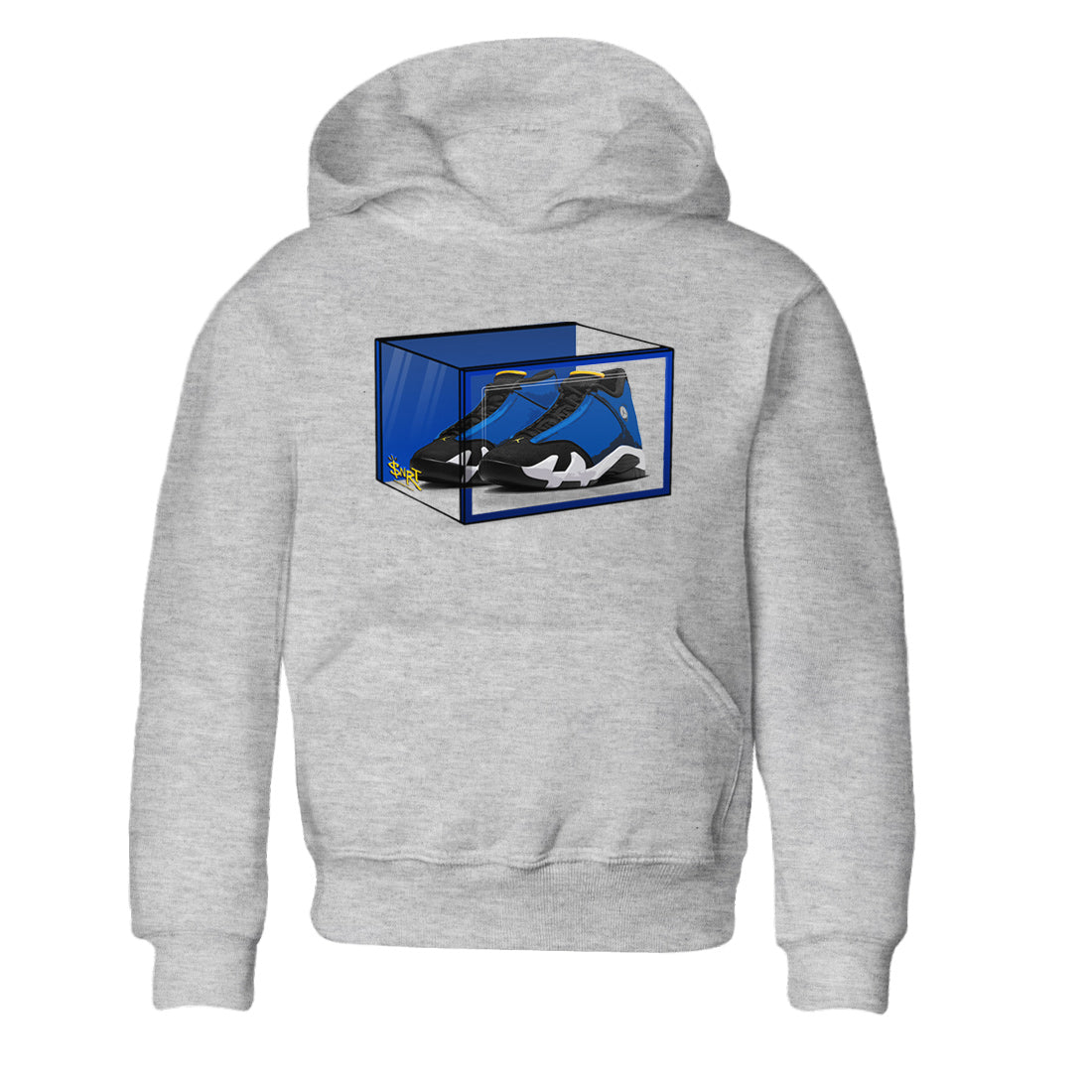 Air Jordan 14 Laney Sneaker Match Tees Shoe Box Sneaker Tees Jordan 14 Laney Sneaker Release Tees Kids Shirts Heather Grey 2