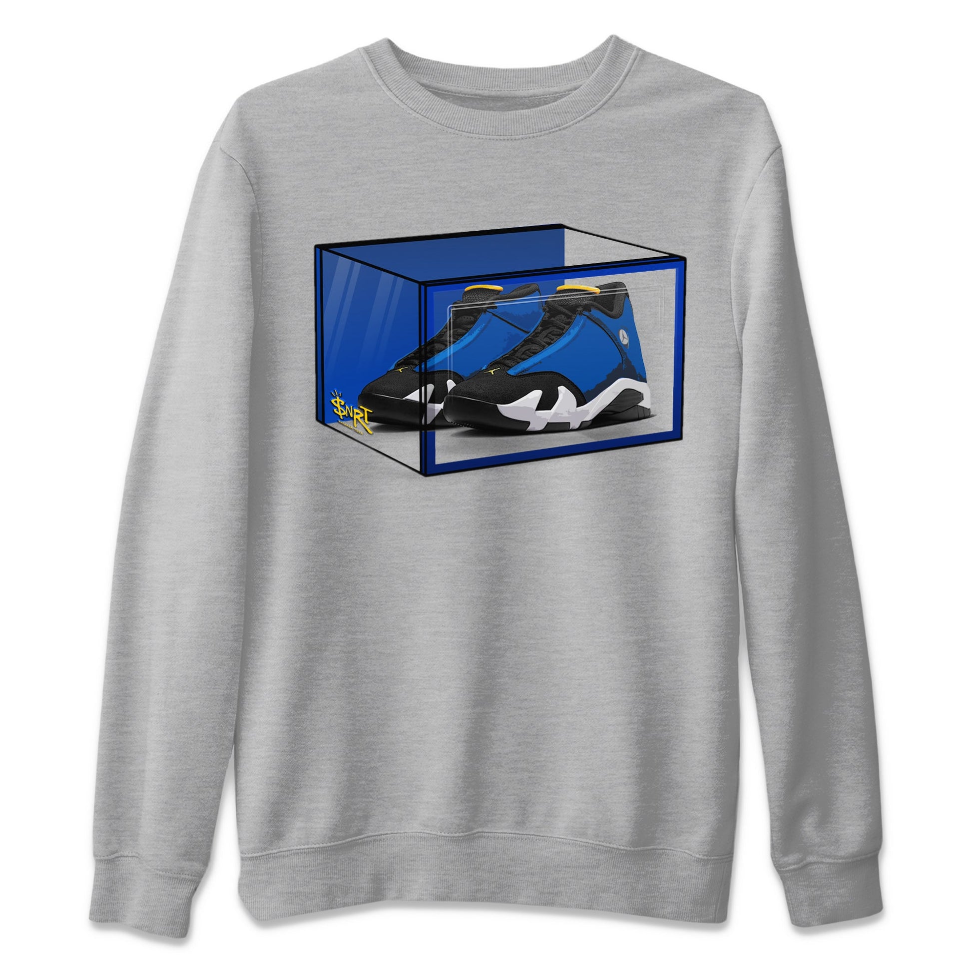 Air Jordan 14 Laney Sneaker Match Tees Shoe Box Sneaker Tees Jordan 14 Laney Sneaker Release Tees Unisex Shirts Heather Grey 2