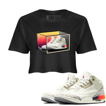 Air Jordan 3 J Balvin shirt to match jordans Shoe Box sneaker tees Air Jordan 3 J Balvin SNRT Sneaker Release Tees Black 1 Crop T-Shirt