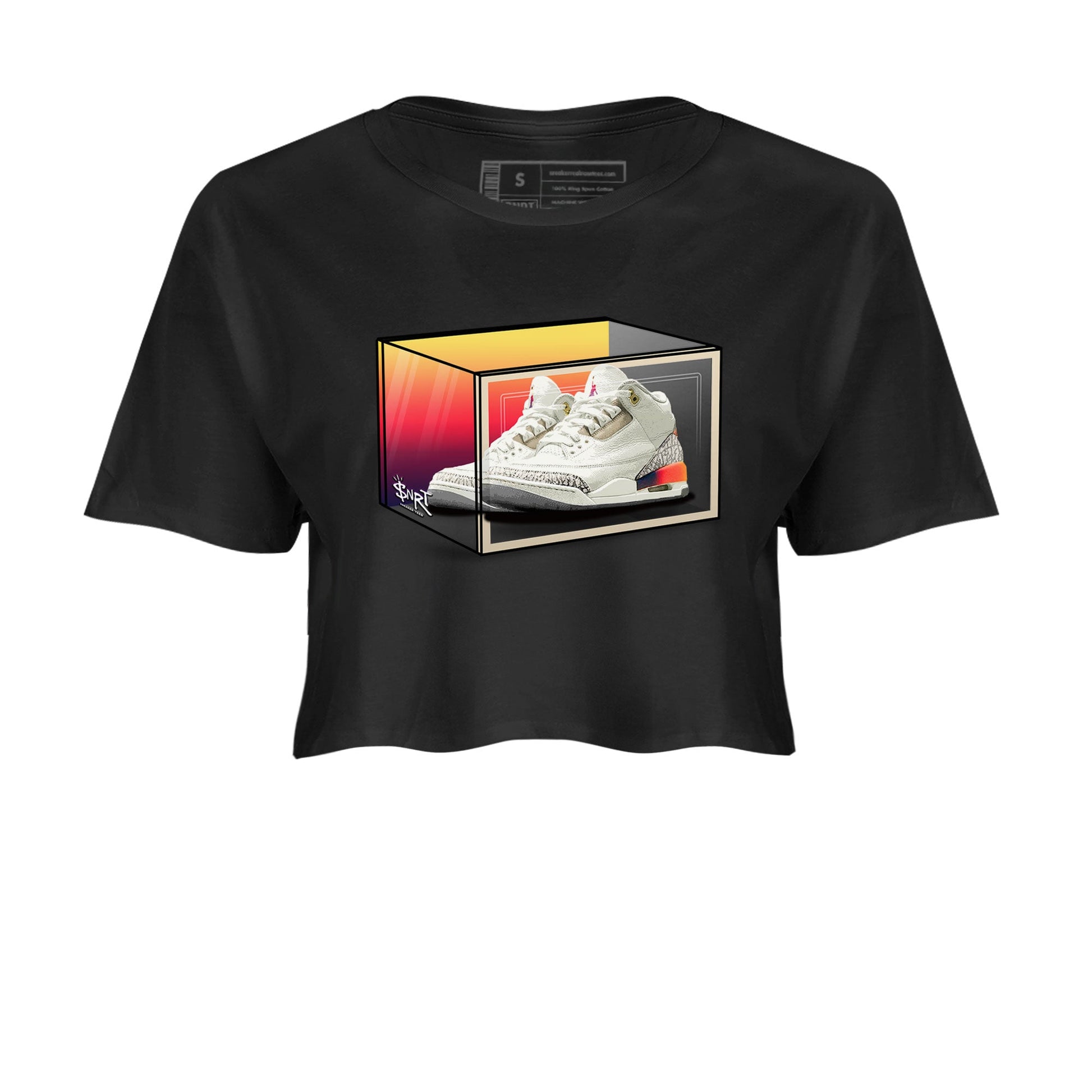 Air Jordan 3 J Balvin shirt to match jordans Shoe Box sneaker tees Air Jordan 3 J Balvin SNRT Sneaker Release Tees Black 2 Crop T-Shirt