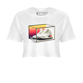 Air Jordan 3 J Balvin shirt to match jordans Shoe Box sneaker tees Air Jordan 3 J Balvin SNRT Sneaker Release Tees White 2 Crop T-Shirt