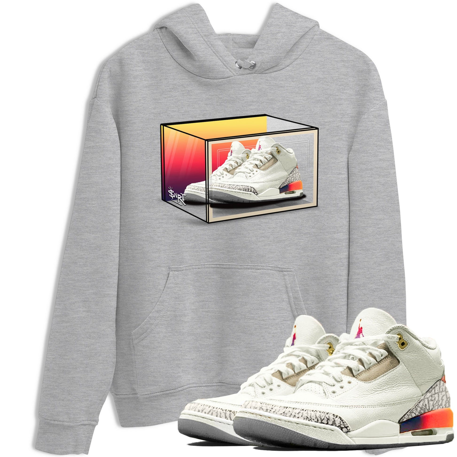 Air Jordan 3 J Balvin shirt to match jordans Shoe Box sneaker tees Air Jordan 3 J Balvin SNRT Sneaker Release Tees Unisex Heather Grey 1 T-Shirt