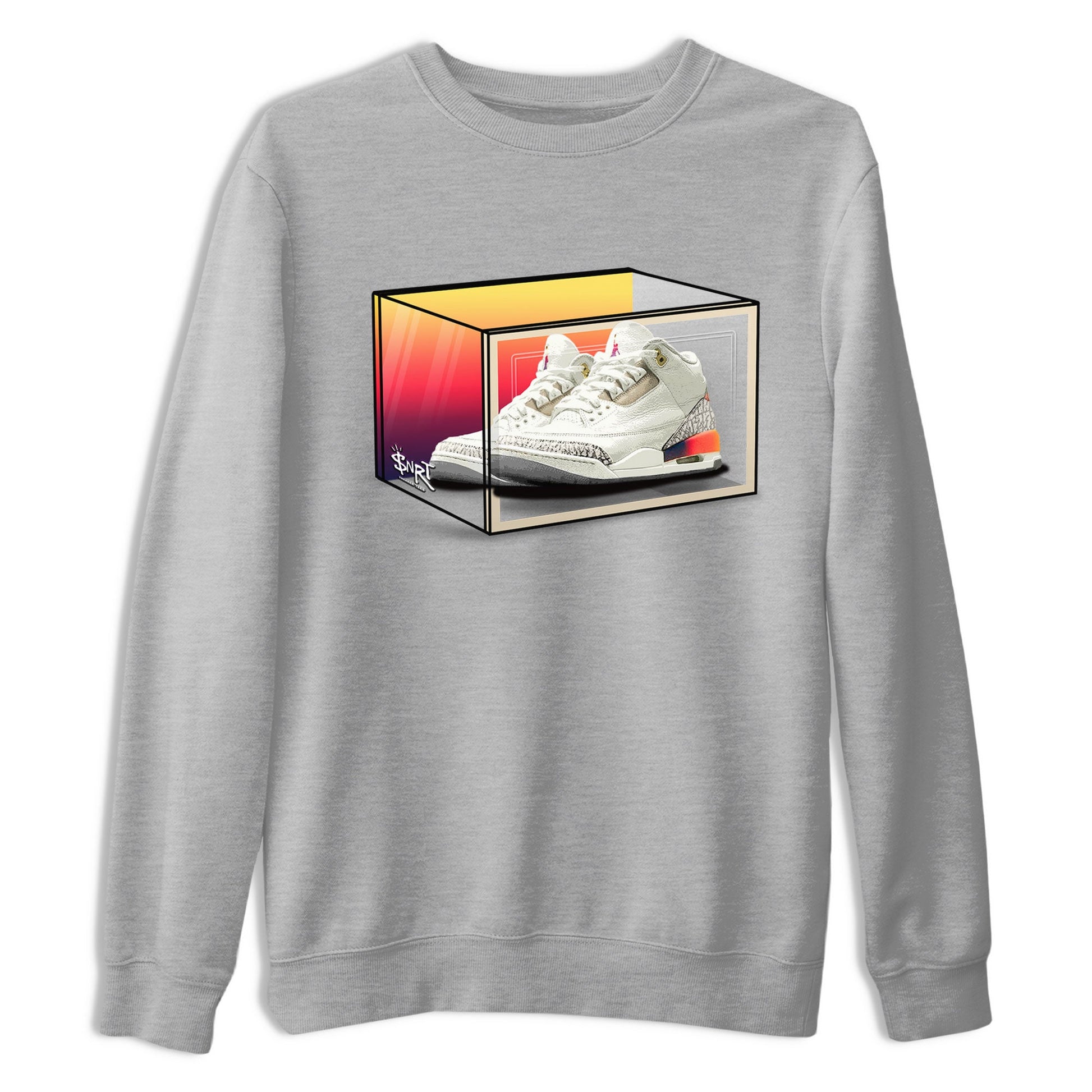 Air Jordan 3 J Balvin shirt to match jordans Shoe Box sneaker tees Air Jordan 3 J Balvin SNRT Sneaker Release Tees Unisex Heather Grey 2 T-Shirt