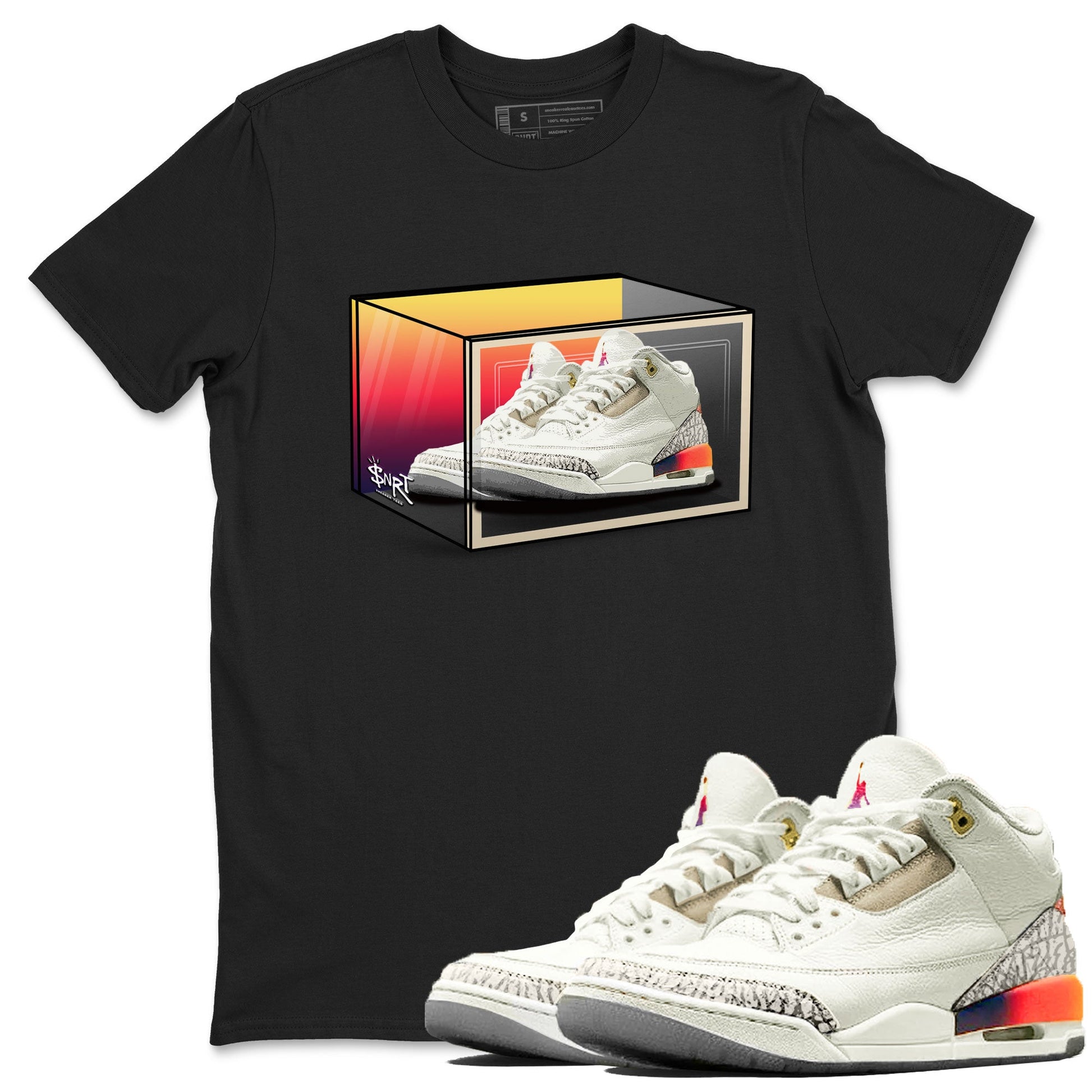 Air Jordan 3 J Balvin shirt to match jordans Shoe Box sneaker tees Air Jordan 3 J Balvin SNRT Sneaker Release Tees Unisex Black 1 T-Shirt