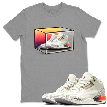 Air Jordan 3 J Balvin shirt to match jordans Shoe Box sneaker tees Air Jordan 3 J Balvin SNRT Sneaker Release Tees Unisex Heather Grey 1 T-Shirt