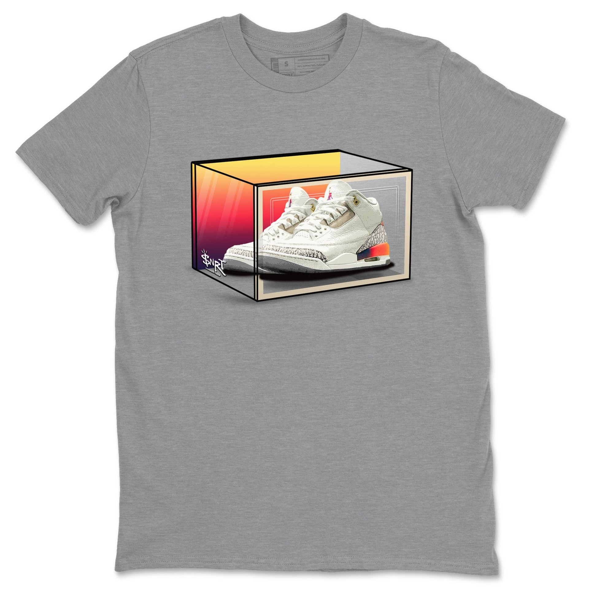Air Jordan 3 J Balvin shirt to match jordans Shoe Box sneaker tees Air Jordan 3 J Balvin SNRT Sneaker Release Tees Unisex Heather Grey 2 T-Shirt