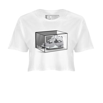 AJ4 Frozen Moments shirt to match jordans Shoe Box sneaker tees Air Jordan 4 Light Iron Ore SNRT Sneaker Release Tees White 2 Crop T-Shirt