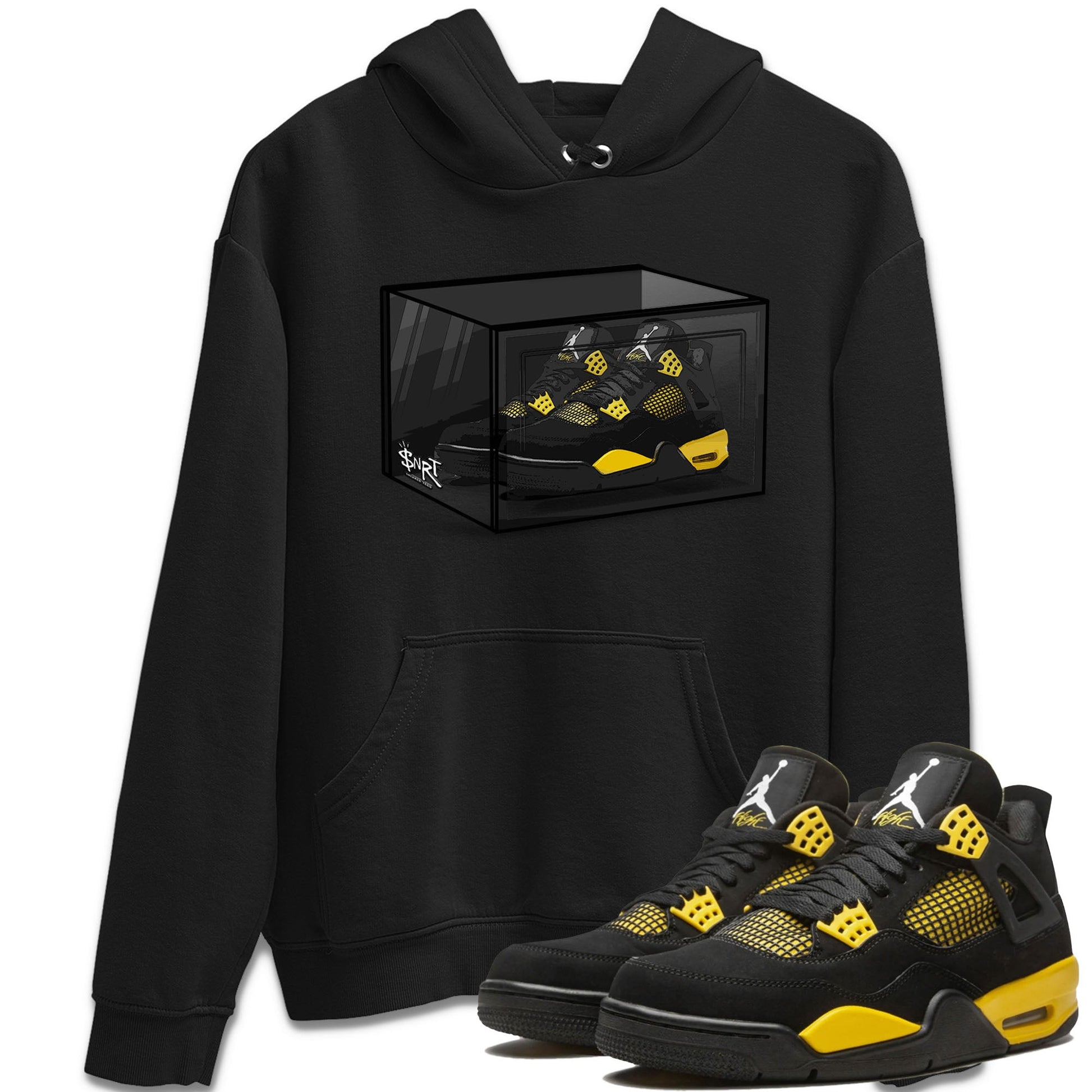 Air Jordan 4 Thunder Sneaker Match Tees Shoe Box Sneaker Tees Air Jordan 4 Retro Thunder Tee Unisex Shirts Black 1