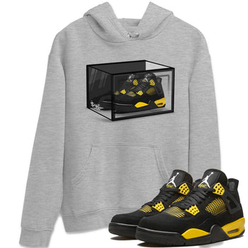 Air Jordan 4 Thunder Sneaker Match Tees Shoe Box Sneaker Tees Air Jordan 4 Retro Thunder Tee Unisex Shirts Heather Grey 1