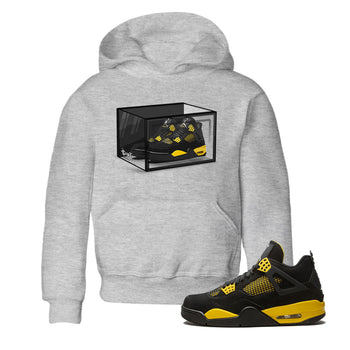 Air Jordan 4 Thunder Sneaker Match Tees Shoe Box Sneaker Tees Air Jordan 4 Retro Thunder Tee Kids Shirts Heather Grey 1