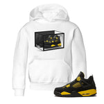 Air Jordan 4 Thunder Sneaker Match Tees Shoe Box Sneaker Tees Air Jordan 4 Retro Thunder Tee Kids Shirts White 1