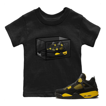 Air Jordan 4 Thunder Sneaker Match Tees Shoe Box Sneaker Tees Air Jordan 4 Retro Thunder Tee Kids Shirts Black 1