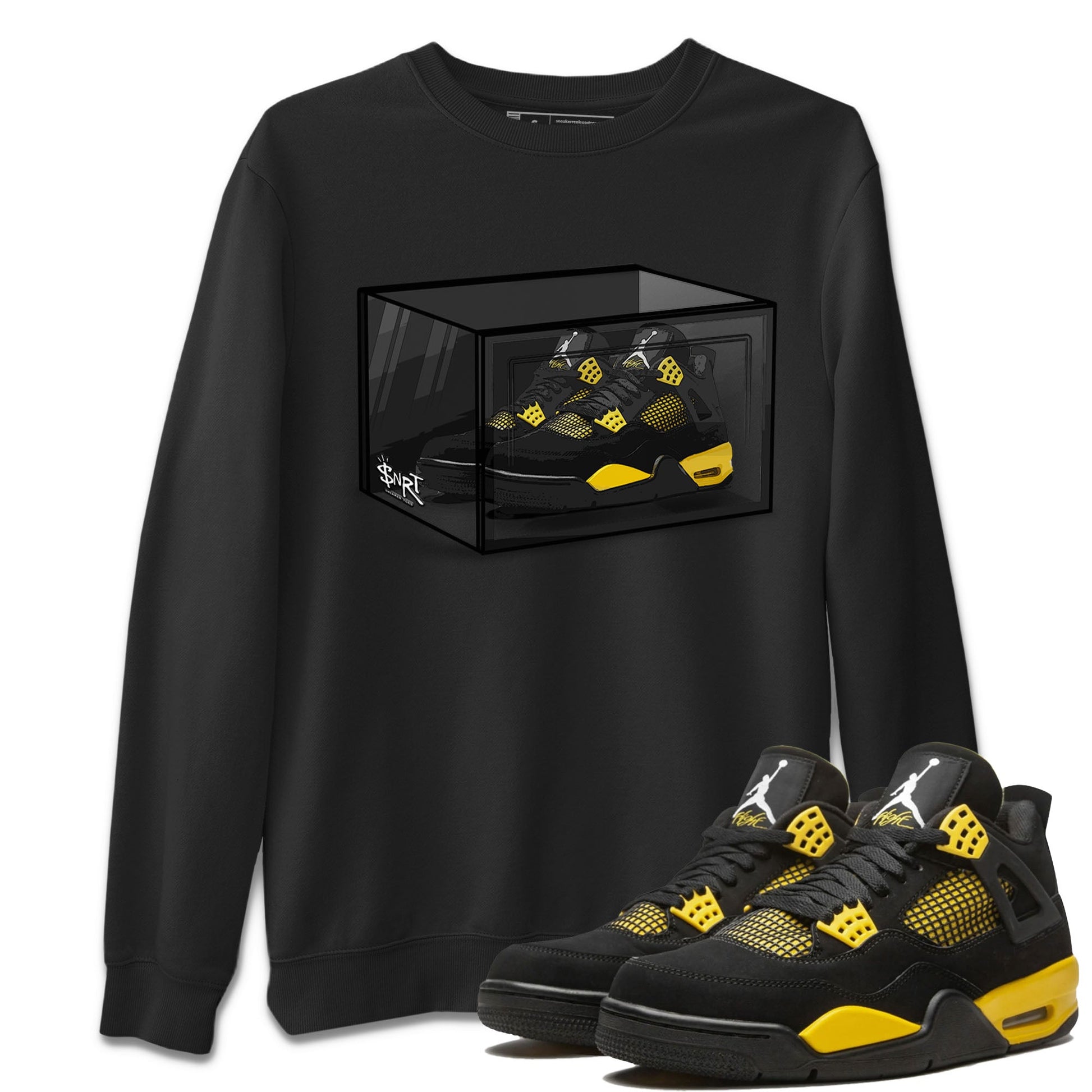 Air Jordan 4 Thunder Sneaker Match Tees Shoe Box Sneaker Tees Air Jordan 4 Retro Thunder Tee Unisex Shirts Black 1