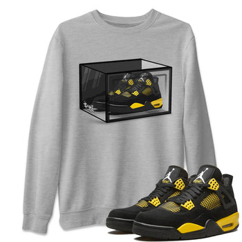 Air Jordan 4 Thunder Sneaker Match Tees Shoe Box Sneaker Tees Air Jordan 4 Retro Thunder Tee Unisex Shirts Heather Grey 1