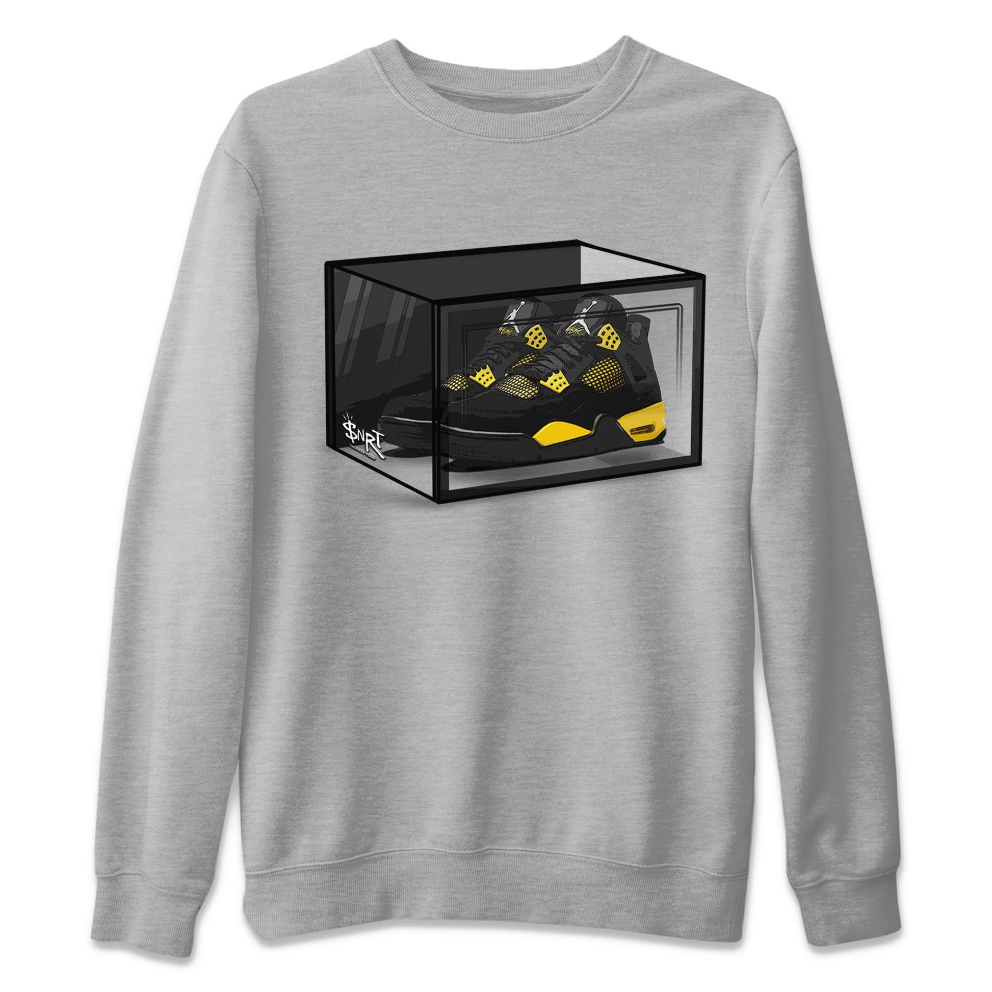 Air Jordan 4 Thunder Sneaker Match Tees Shoe Box Sneaker Tees Air Jordan 4 Retro Thunder Tee Unisex Shirts Heather Grey 2