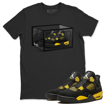 Air Jordan 4 Thunder Sneaker Match Tees Shoe Box Sneaker Tees Air Jordan 4 Retro Thunder Tee Unisex Shirts Black 1