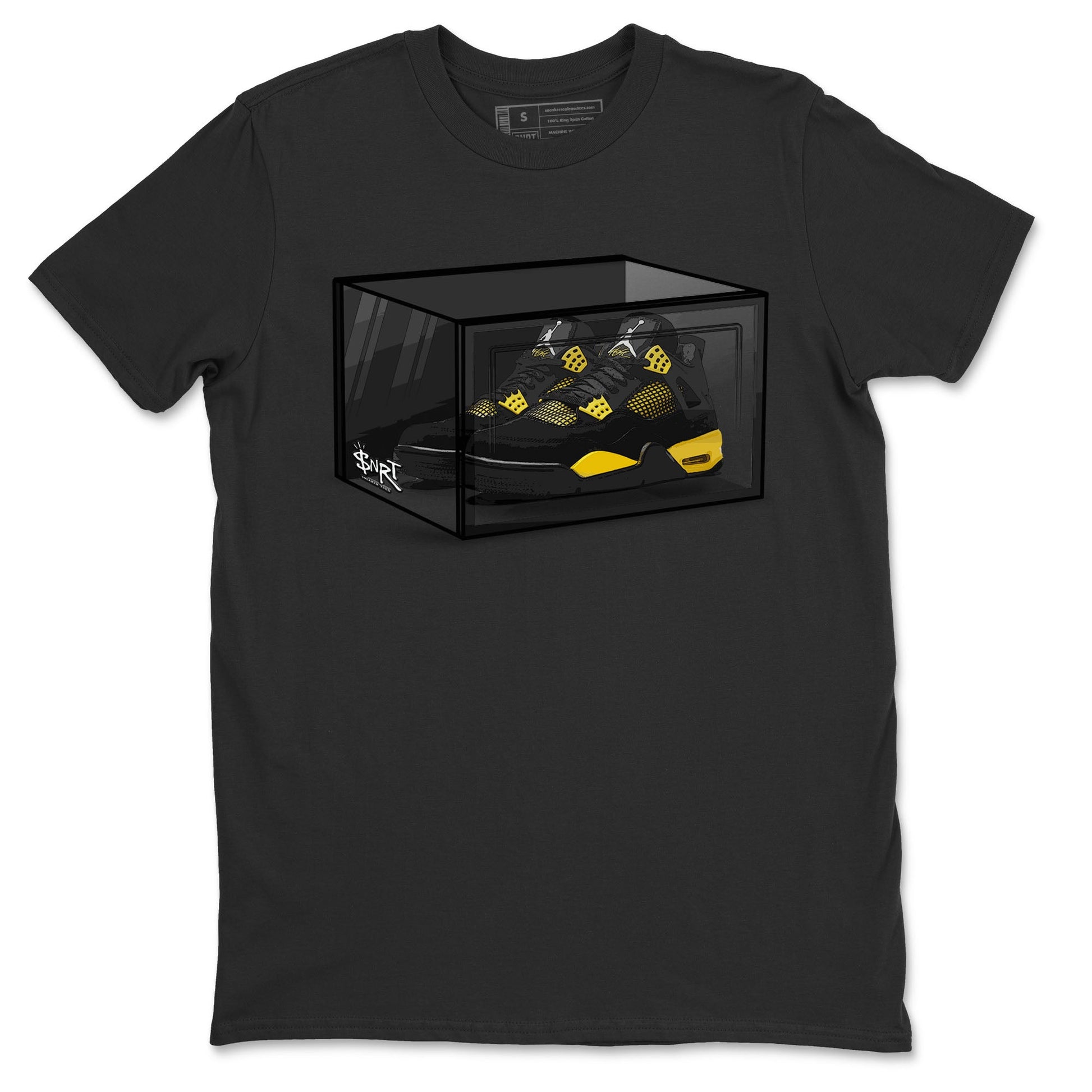 Air Jordan 4 Thunder Sneaker Match Tees Shoe Box Sneaker Tees Air Jordan 4 Retro Thunder Tee Unisex Shirts Black 2