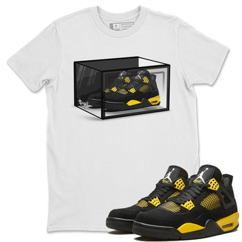Air Jordan 4 Thunder Sneaker Match Tees Shoe Box Sneaker Tees Air Jordan 4 Retro Thunder Tee Unisex Shirts White 1