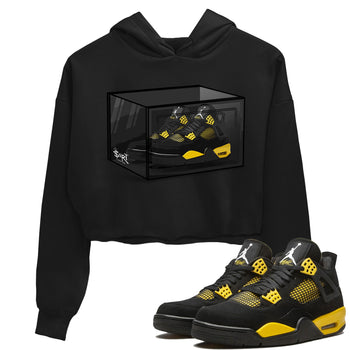 Air Jordan 4 Thunder Sneaker Match Tees Shoe Box Sneaker Tees Air Jordan 4 Retro Thunder Tee Women's Shirts Black 1