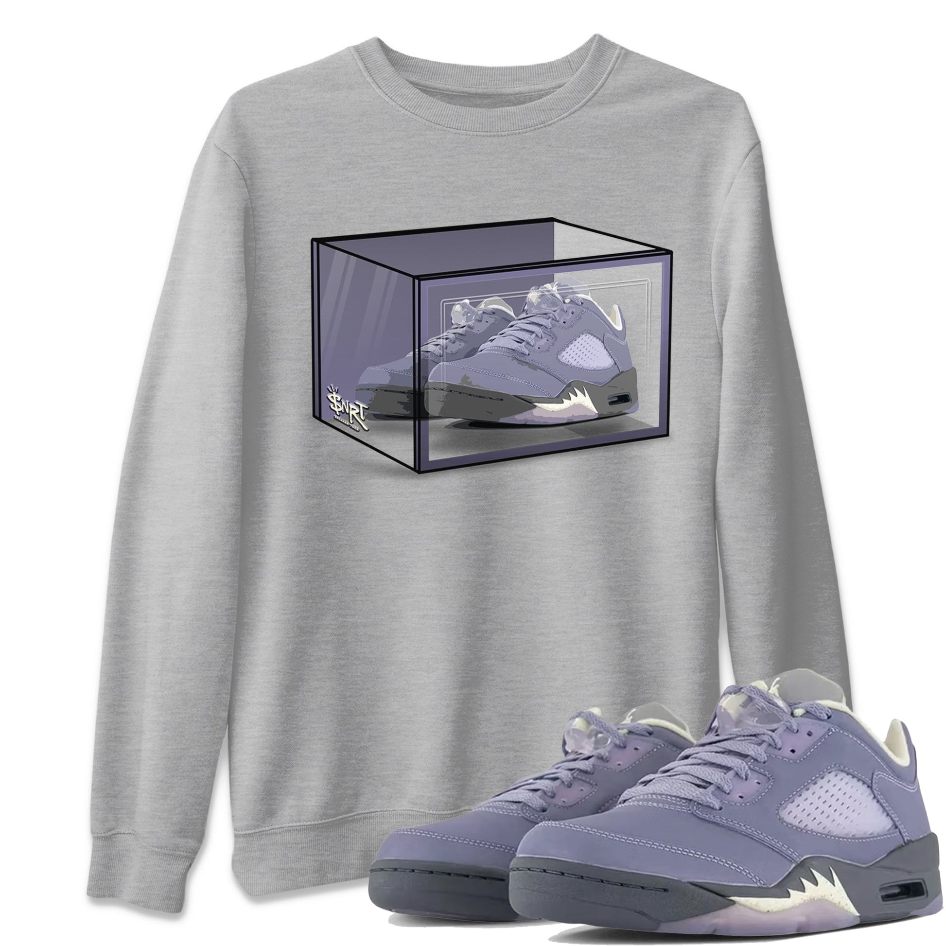 Air Jordan 5 Indigo Haze Sneaker Match Tees Shoe Box Sneaker Tees 5s Indigo Haze Sneaker Release Tees Unisex Shirts Heather Grey 1
